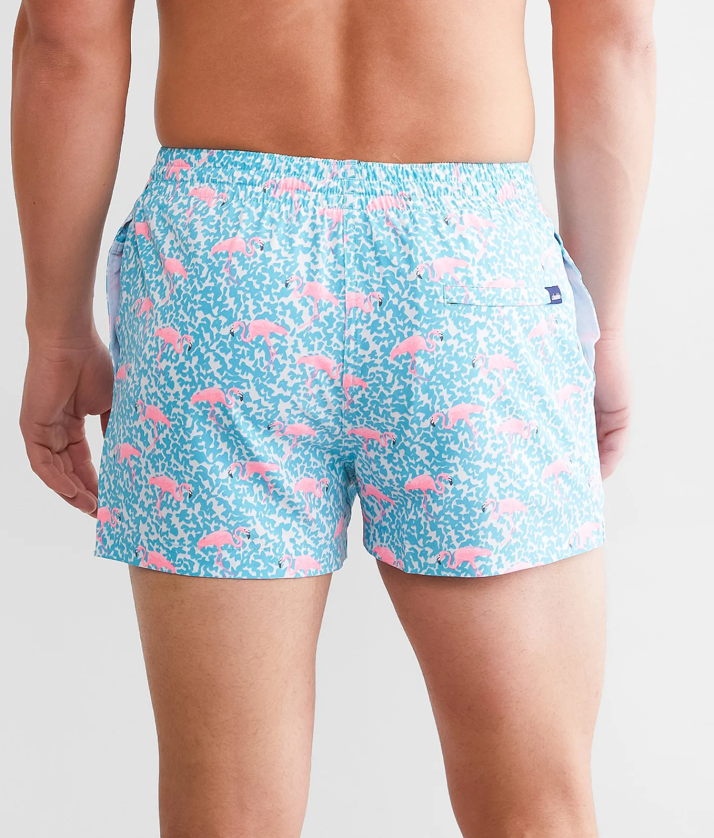 Chubbies The Domingos Are For Flamingos Stretch Swim Trunks Bright Blue Solid Clearance