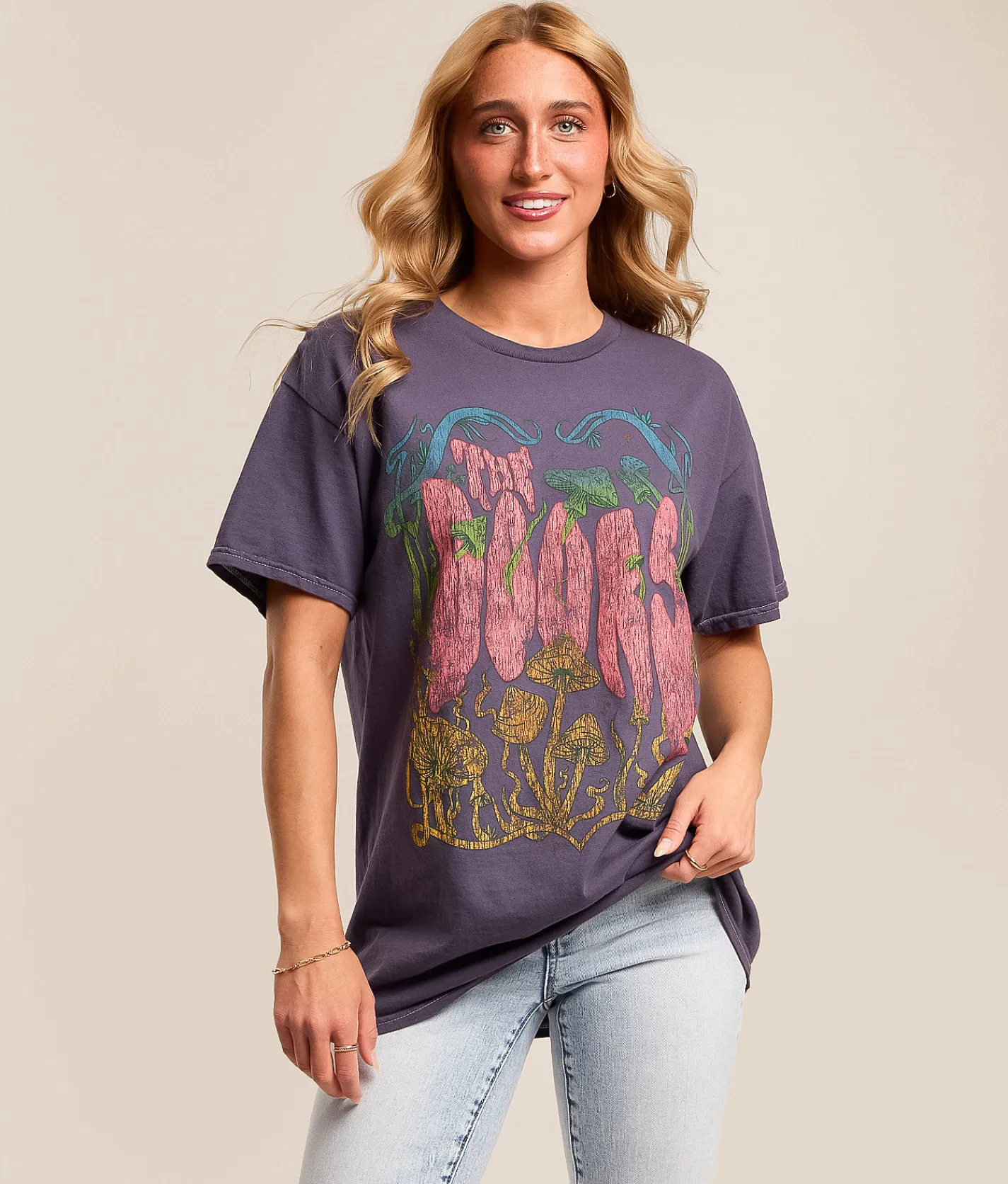 Tops | Merch Traffic The Doors Washed Band T-Shirt Nightshadow Blue