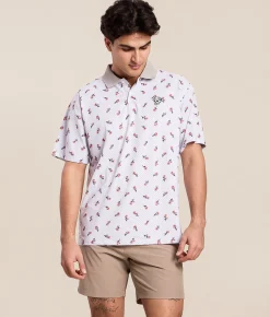 Tops | Devereux Golf The El Bruno Performance Polo Mineral White
