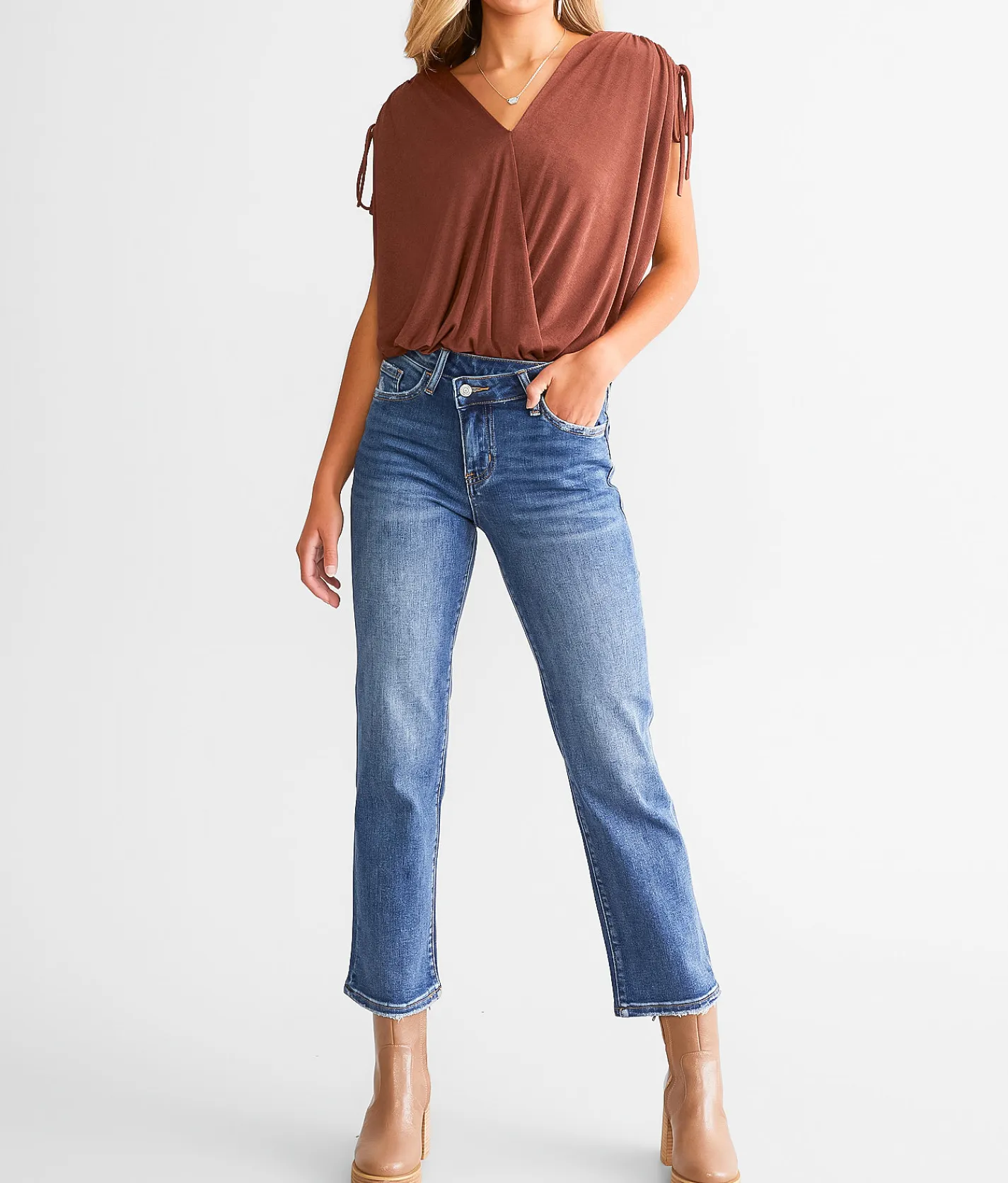 Willow & Root The Everyday Cropped Straight Stretch Jean Calantha Clearance