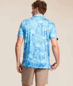 Tops | Chubbies The Fern Flow Performance Polo Medium Blue