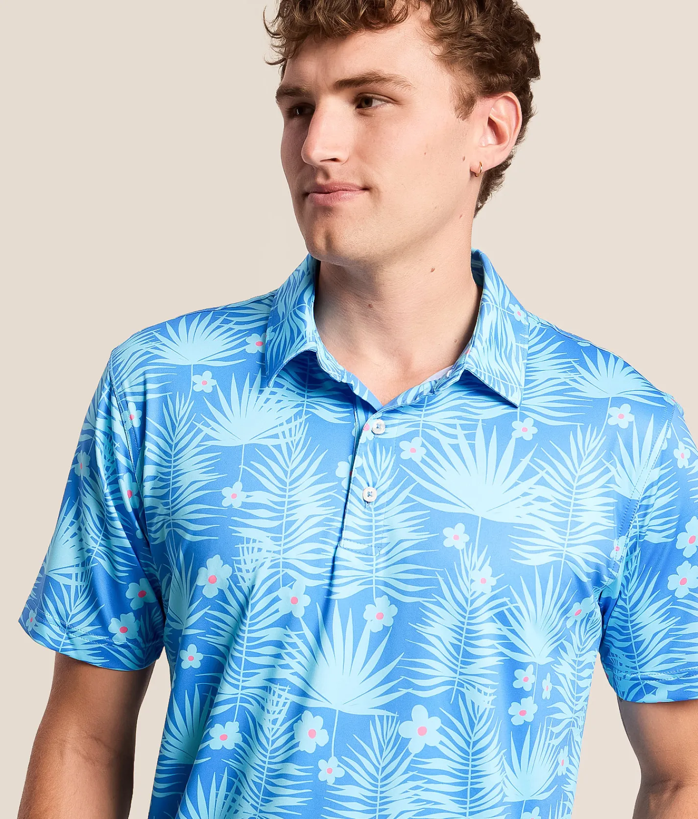 Tops | Chubbies The Fern Flow Performance Polo Medium Blue