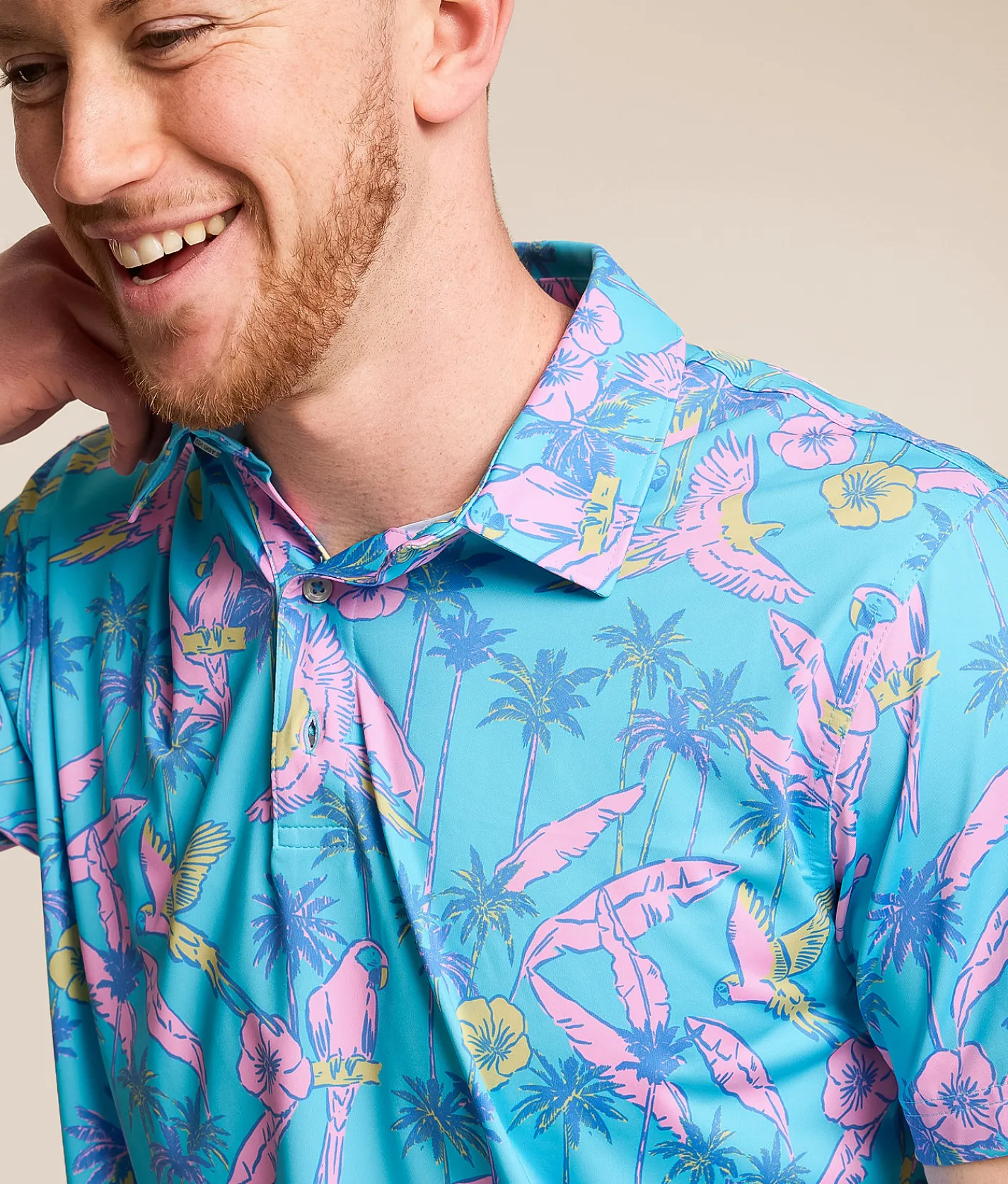 Tops|Activewear | Chubbies The Flock Party Performance Polo Turquoise