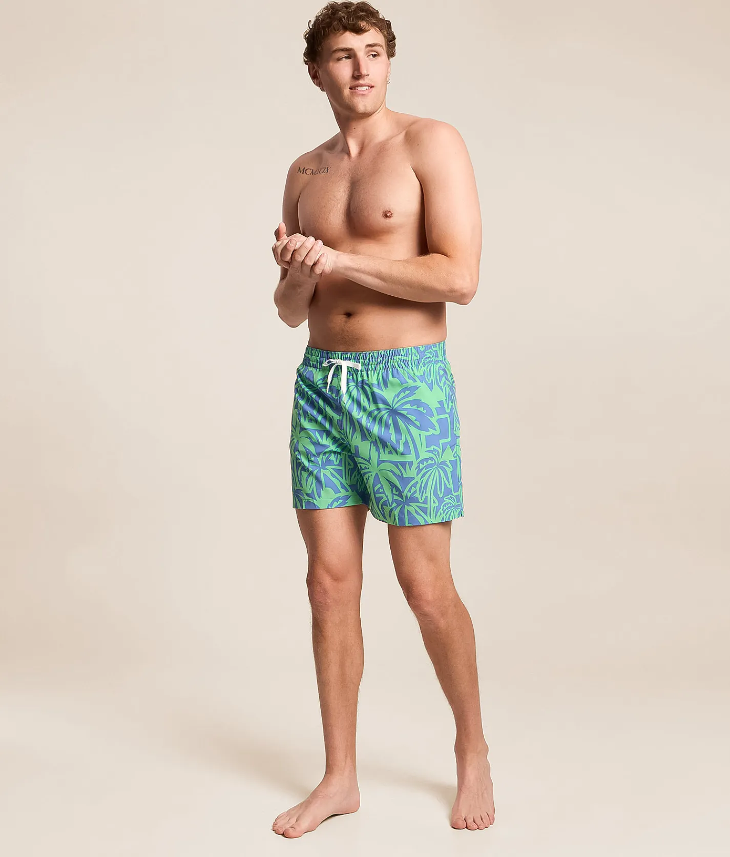 Chubbies The Frond Farewell Stretch Swim Trunks Bright Green Hot