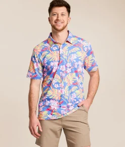 Chubbies The Garden Glow Performance Polo Medium Blue Sale