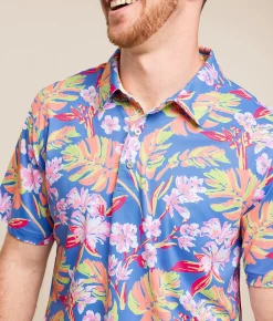 Activewear | Chubbies The Garden Glow Performance Polo Medium Blue