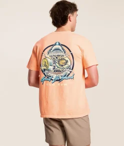 Old Row The Great Lite Shark T-Shirt Neon Cantaloupe Hot