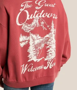 Tops | Modish Rebel The Great Outdoors Hooded Sweatshirt Washed Red