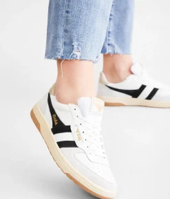 Gola® The Hawk Leather Sneaker White Black Gold Discount