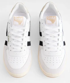 Gola® The Hawk Leather Sneaker White Black Gold Discount