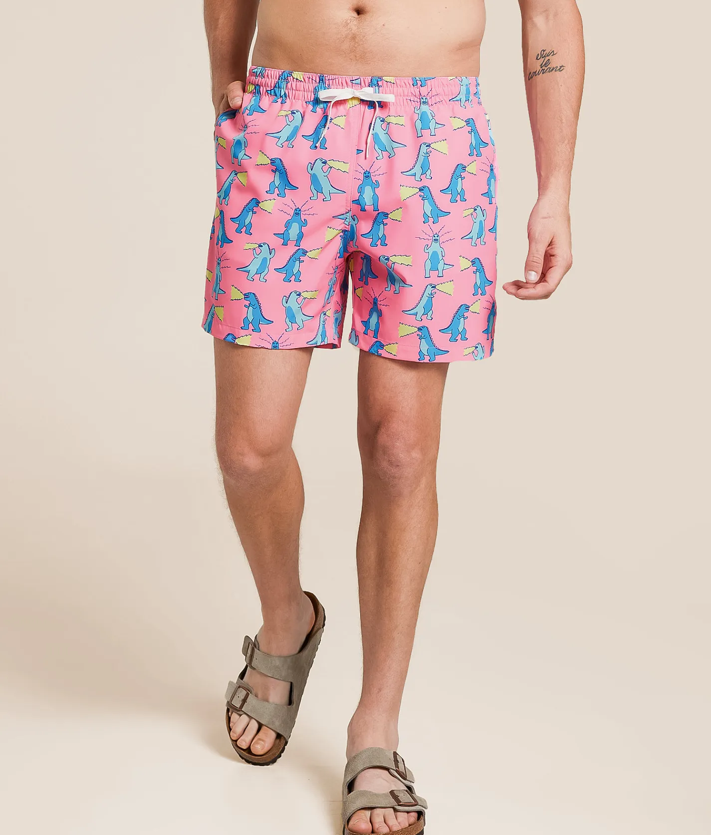 Chubbies The Hear Me Roars Stretch Swim Trunks Bright Pink Hot