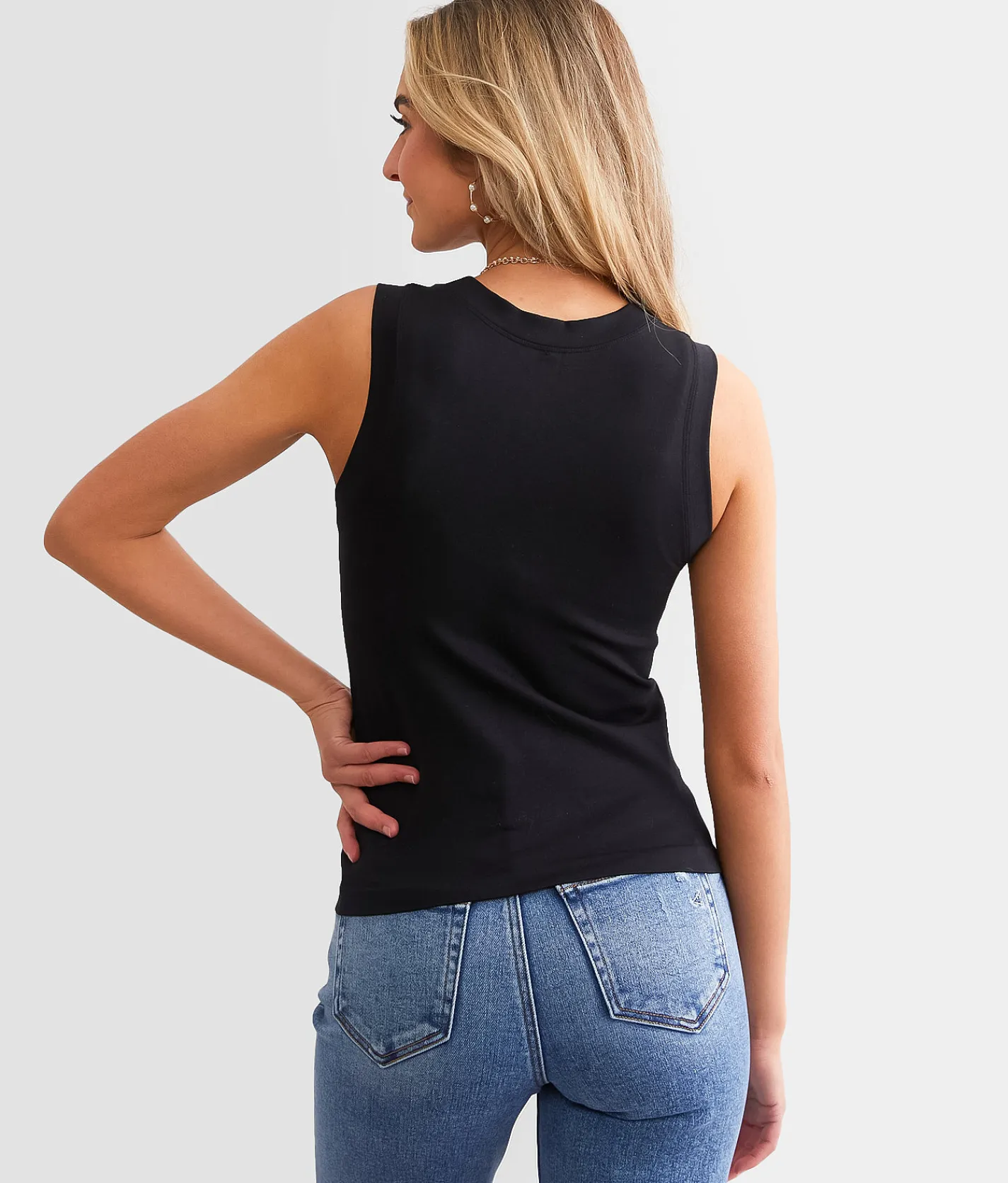 Tops | BKE core The High Neck Contour Tank Top Black