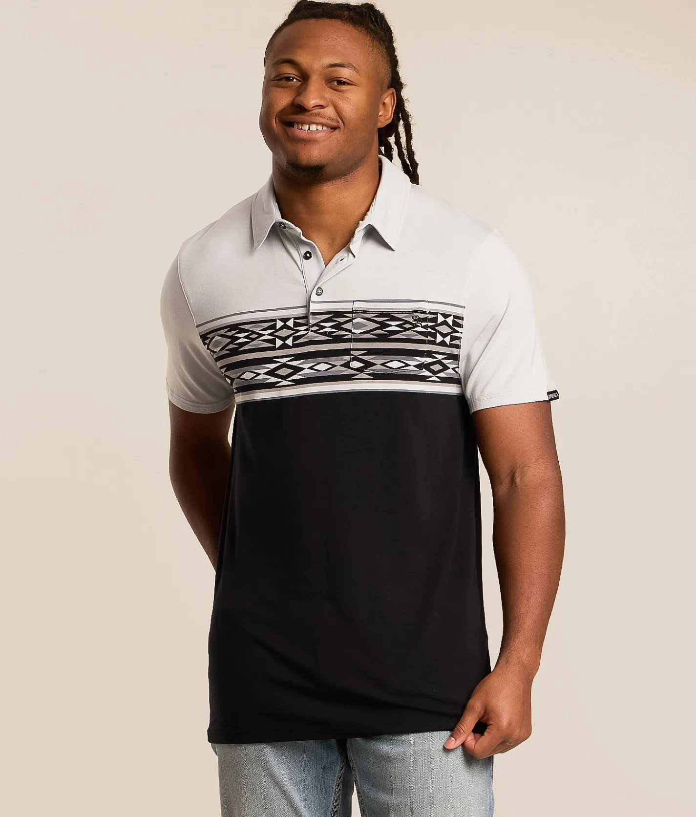 Tops|Activewear | Hooey The Hot Shot Pocket Performance Polo Black Grey