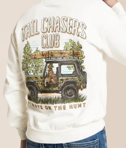 Tops | Tail Chasers Club The Hunt Hooded Sweatshirt Antique White