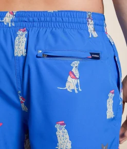 Chubbies The I Let The Dogs Out Stretch Swim Trunks Bright Blue New