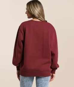 Modish Rebel The Most Wonderful Time Oversized Pullover Burgundy
