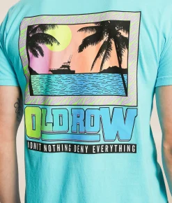 Old Row The Neon Sunset T-Shirt Blue Lagoon Clearance