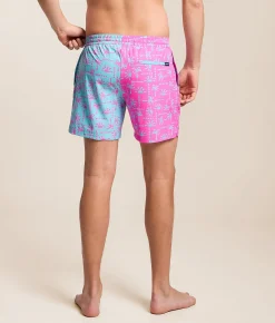 Chubbies The Pacific Grids Stretch Swim Trunks Bright Pink Discount