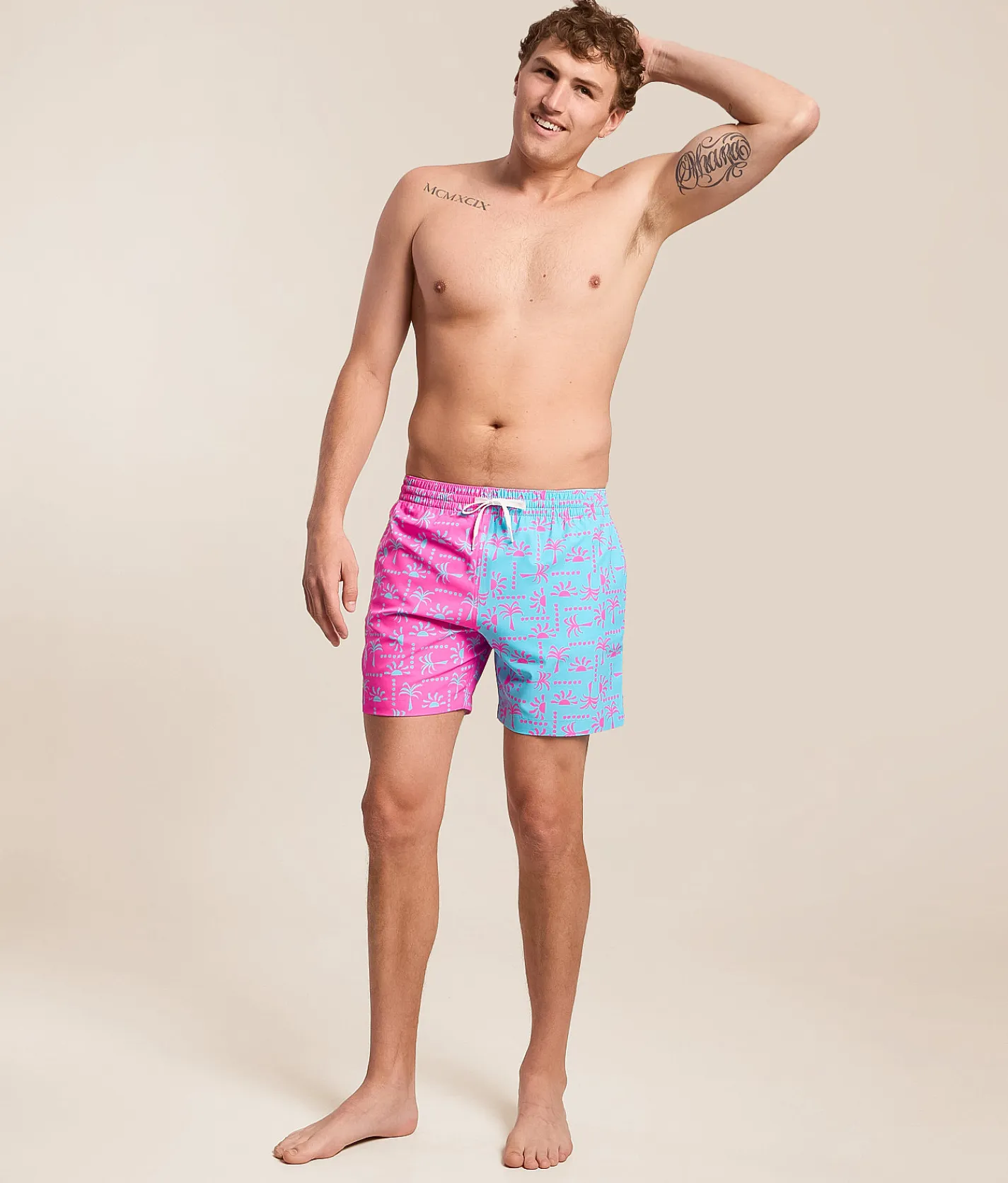 Chubbies The Pacific Grids Stretch Swim Trunks Bright Pink Discount