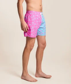 Chubbies The Pacific Grids Stretch Swim Trunks Bright Pink Discount