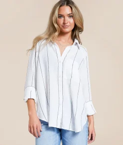 Tops | Z Supply The Perfect Line-Up Blouse Blue Light