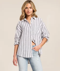 Z Supply The Perfect Striped Shirt Island Coconut Hot
