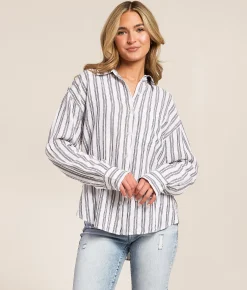 Z Supply The Perfect Striped Shirt Island Coconut Hot