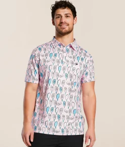 Flomotion The Pickled Palm Performance Polo Light Pink Sale