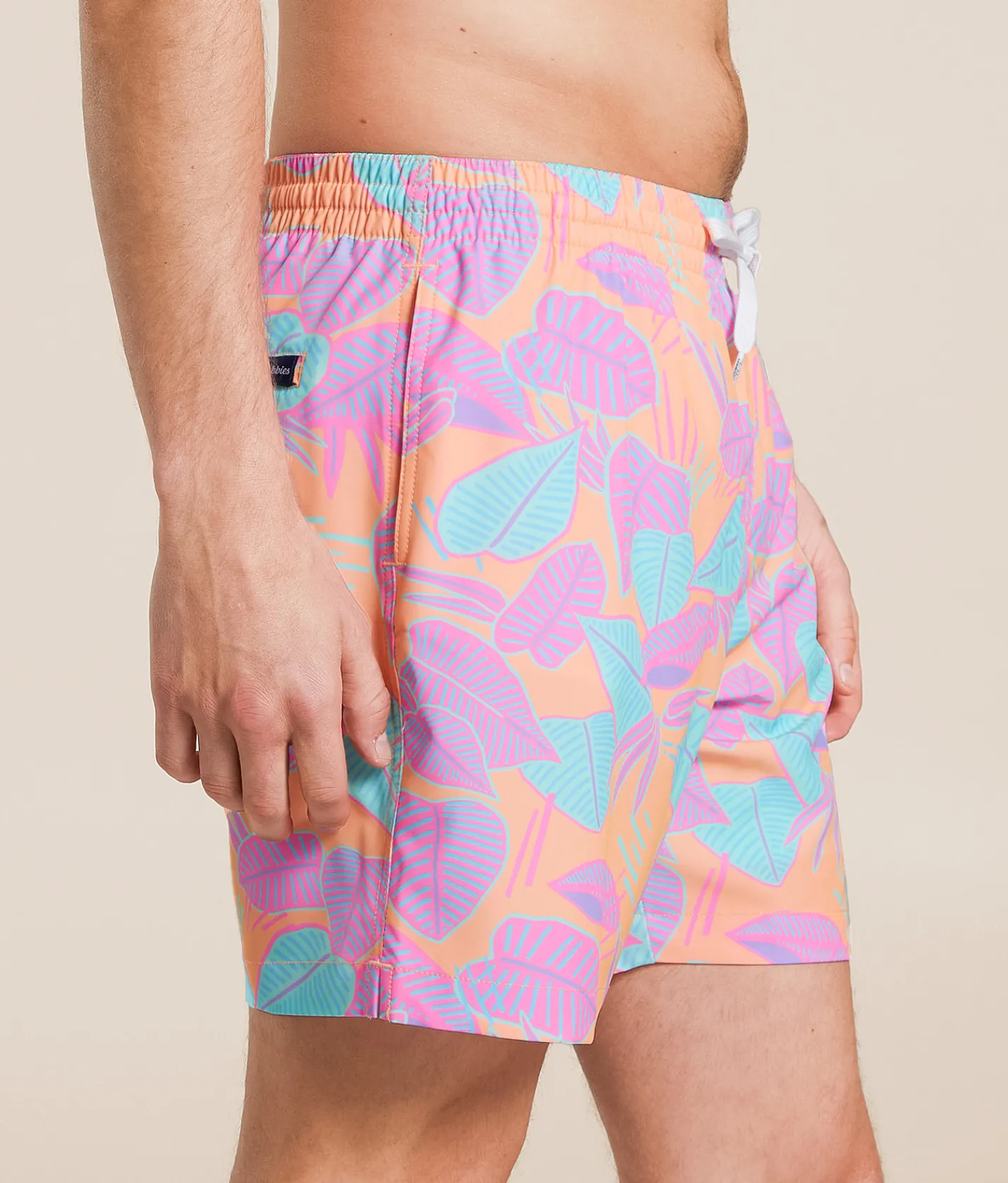 Bottoms|Swimwear | Chubbies The Posh Palms Swim Trunks Orange