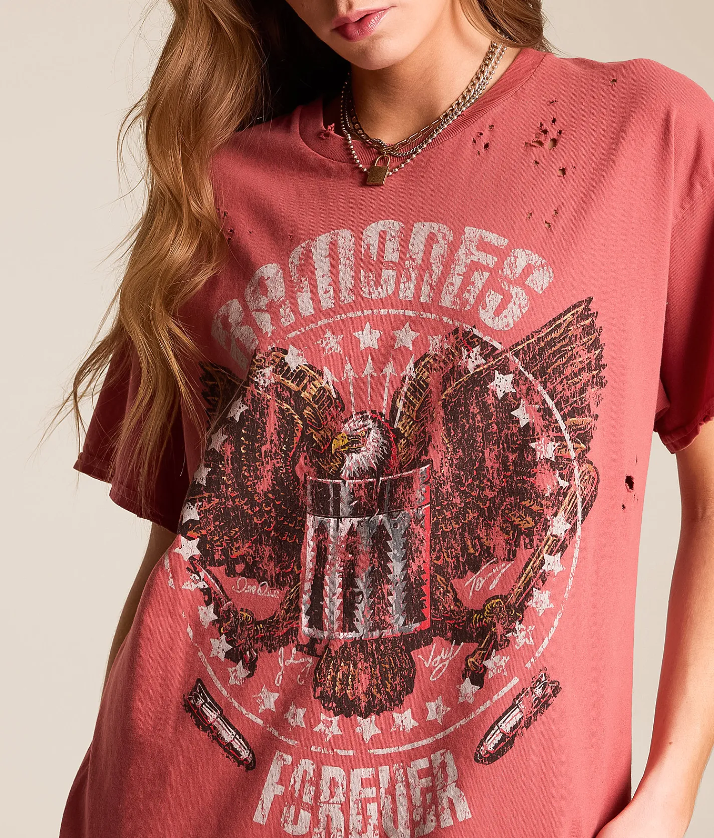 Tops | Merch Traffic The Ramones Oversized Band T-Shirt Mineral Red