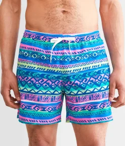 Bottoms|Swimwear | Chubbies The Retronators Stretch Swim Trunks Teal Striped
