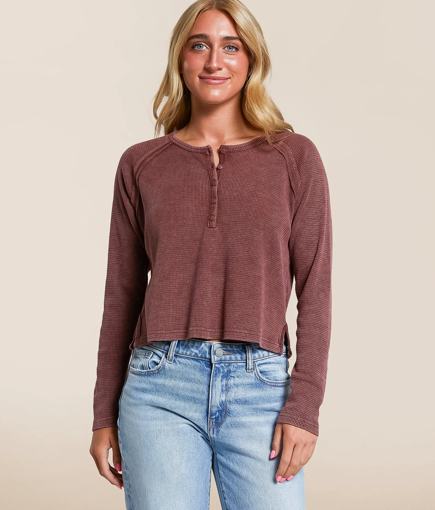 Tops | FITZ + EDDI Thermal Henley Sable