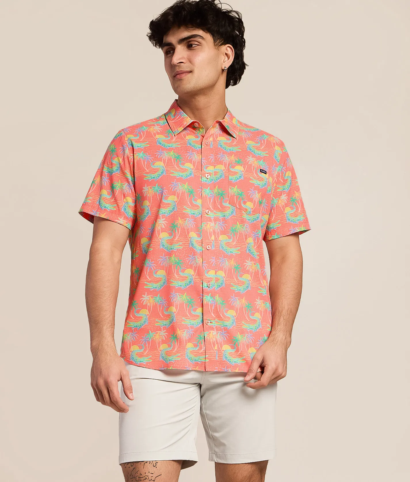 Tops | Chubbies The Rock-A-Croc Performance Stretch Shirt Coral