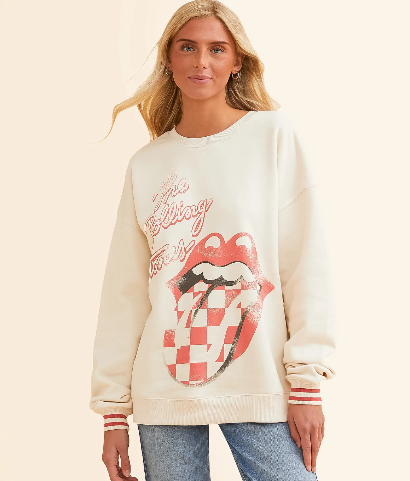 Goodie Two Sleeves The Rolling Stones Band Pullover Whitecap Gray Clearance