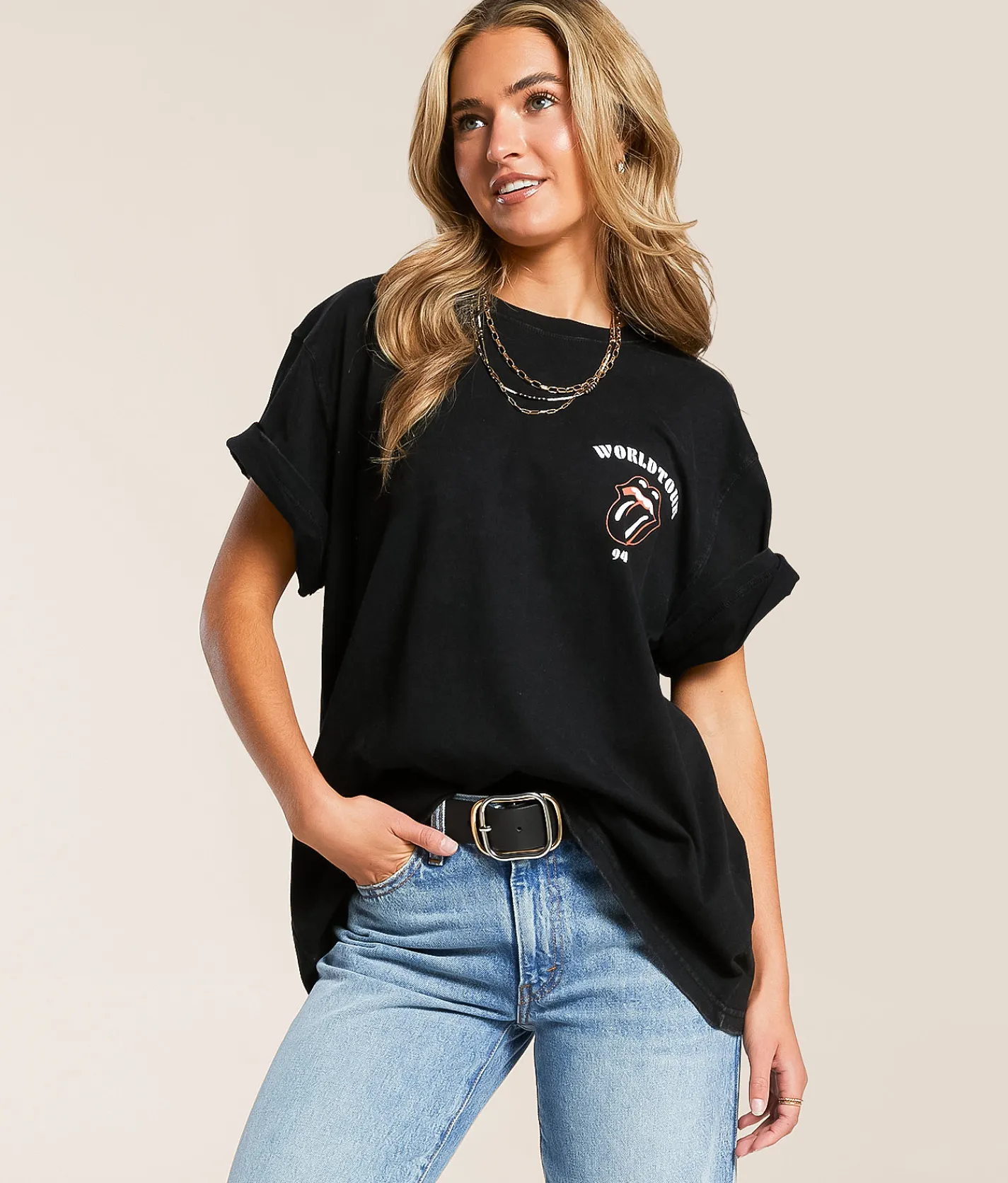 Life Clothing The Rolling Stones Oversized Band T-Shirt Black