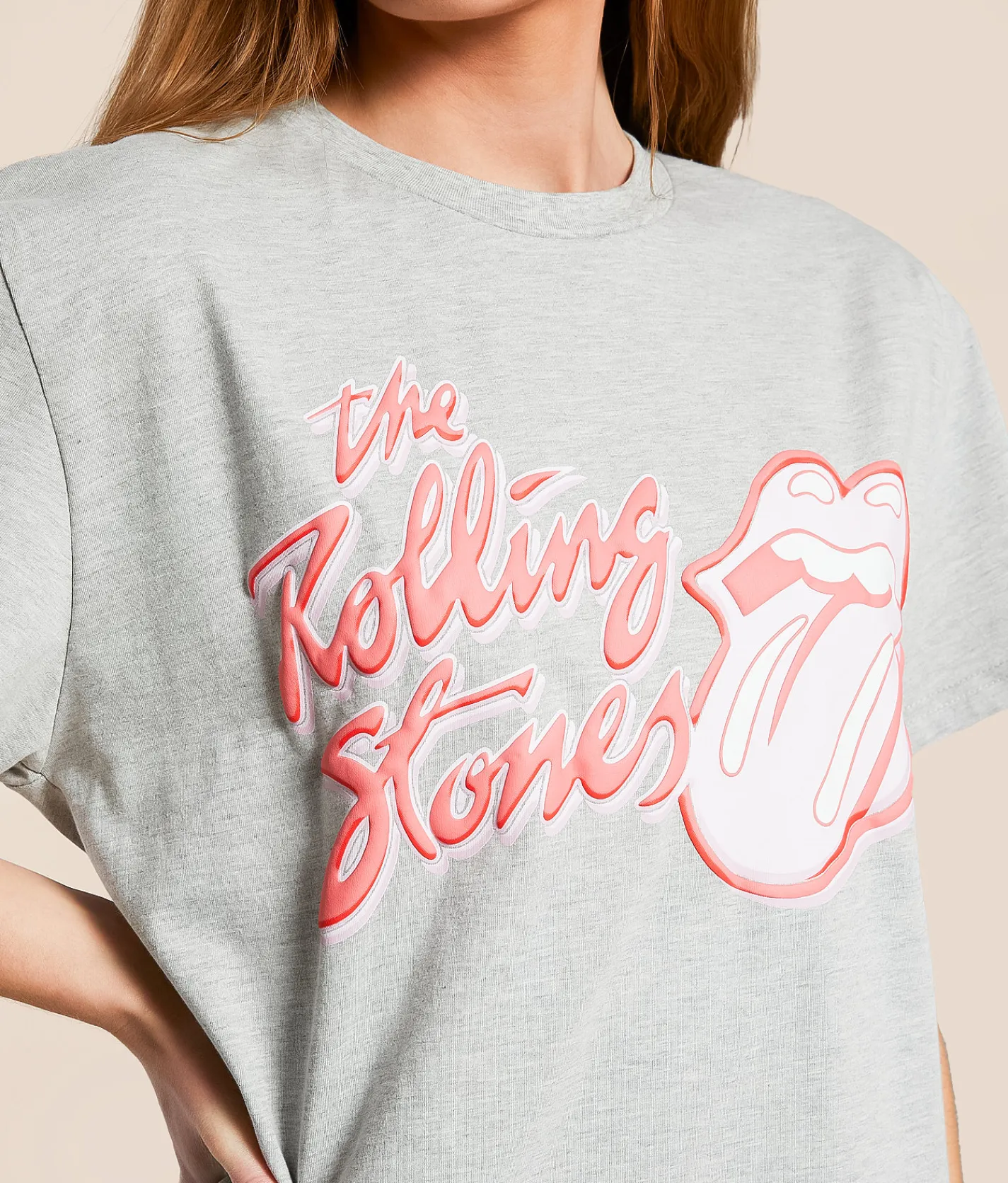 Goodie Two Sleeves The Rolling Stones Oversized Band T-Shirt Heather Grey Best