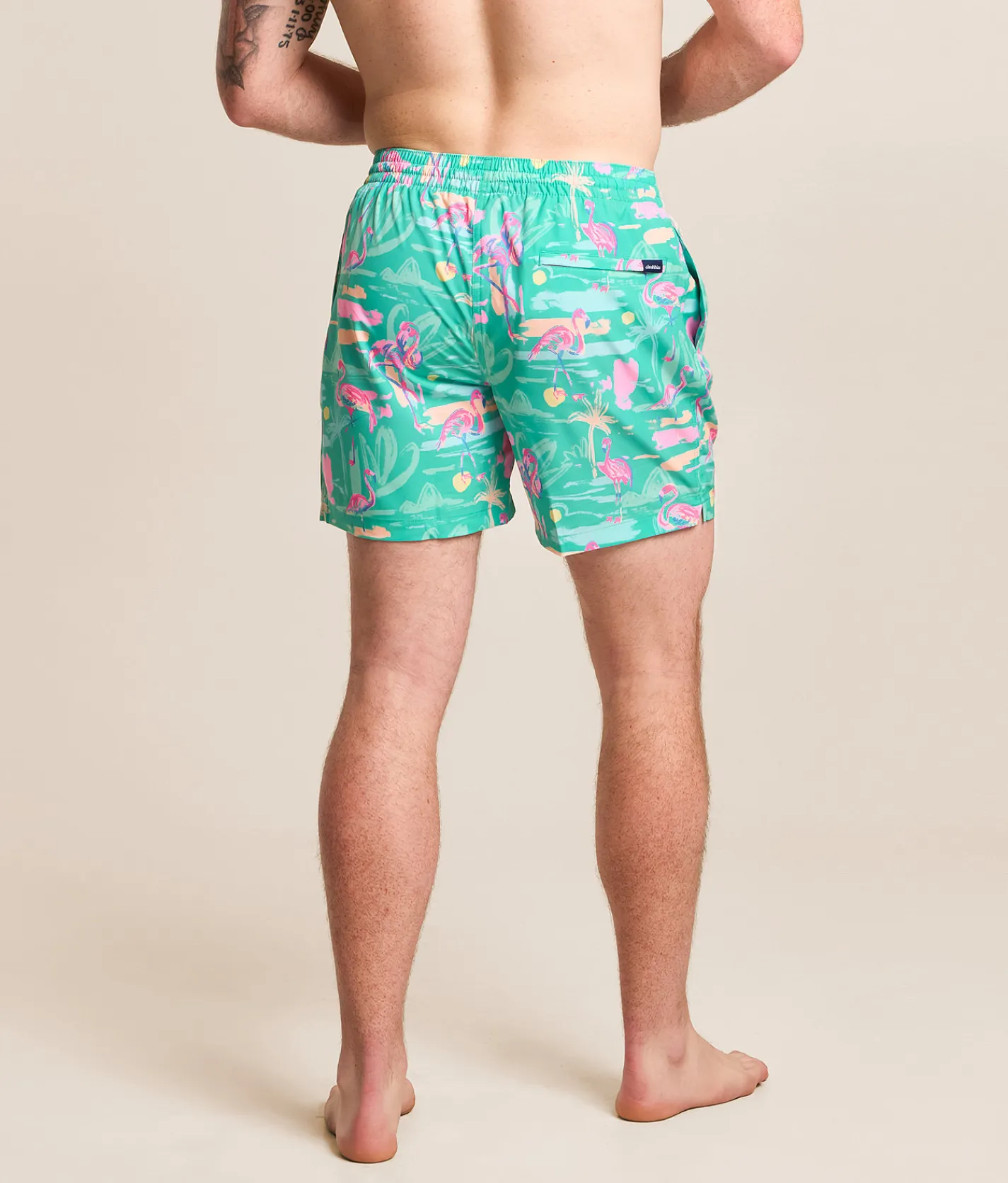 Chubbies The Single & Ready To Flamingle Stretch Swim Trunks Teal Clearance
