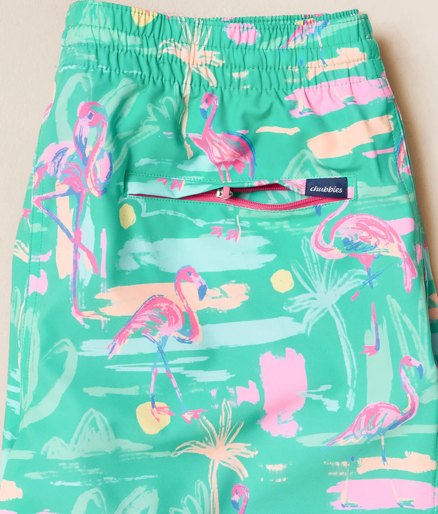Chubbies The Single & Ready To Flamingle Stretch Swim Trunks Teal Clearance