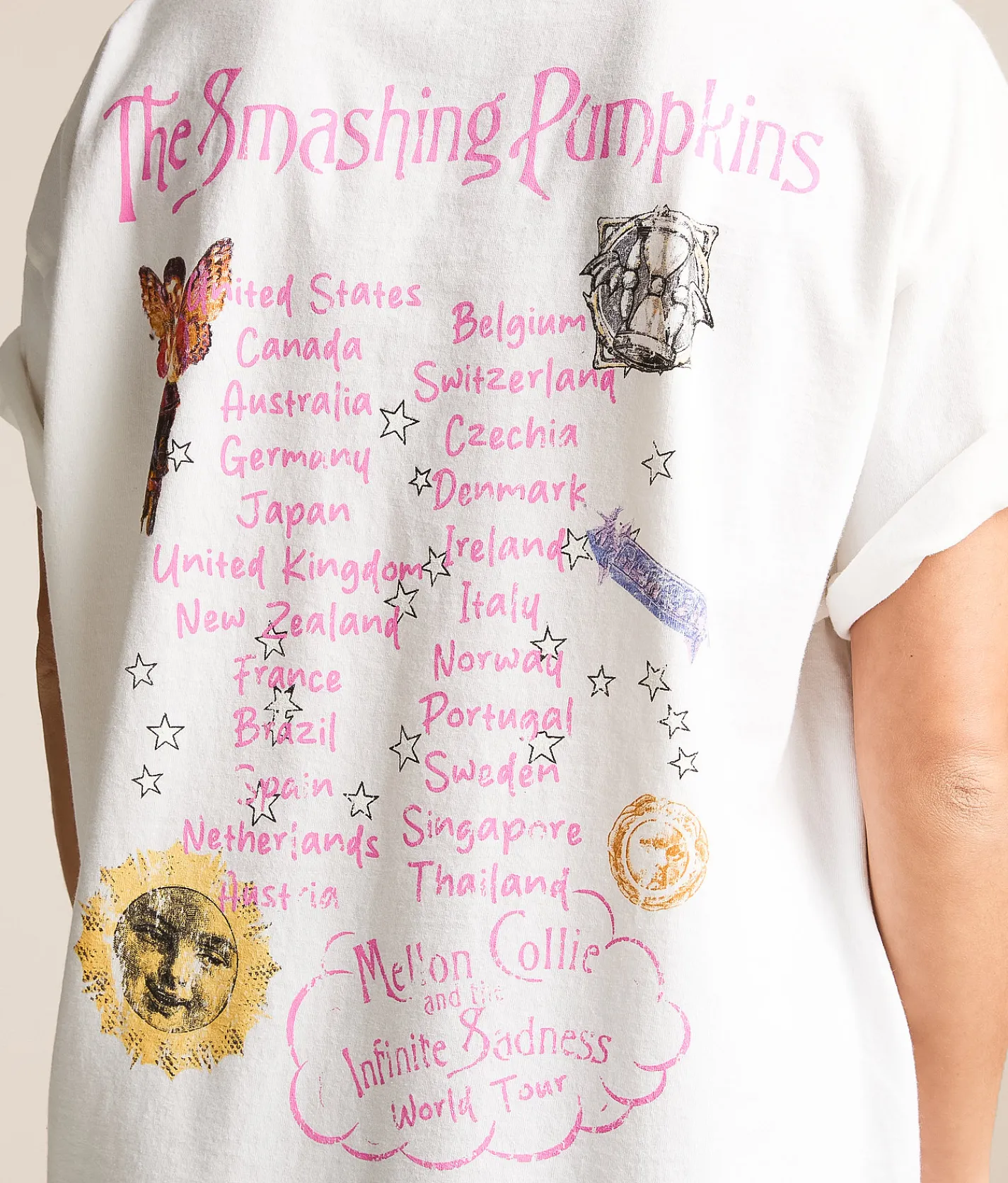 Tops | Merch Traffic The Smashing Pumpkins Oversized Band T-Shirt White
