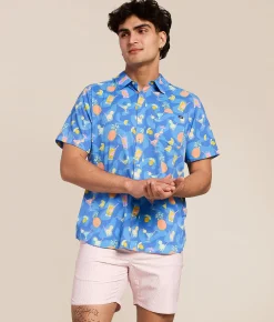Chubbies The Sunday Funday Performance Stretch Shirt Blue Sale