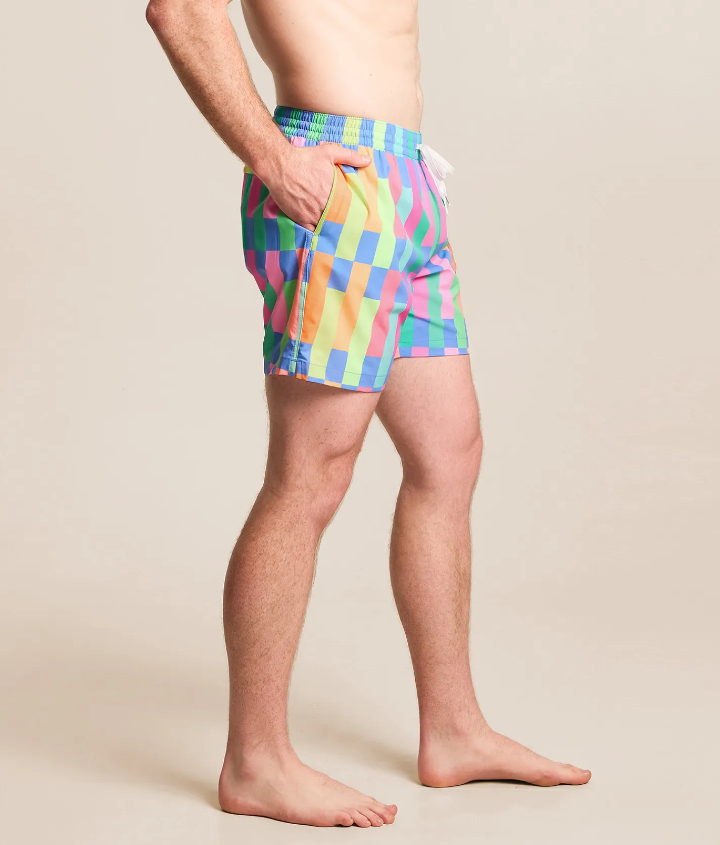 Chubbies The Technicolor Stitches Stretch Swim Trunks Medium Blue New