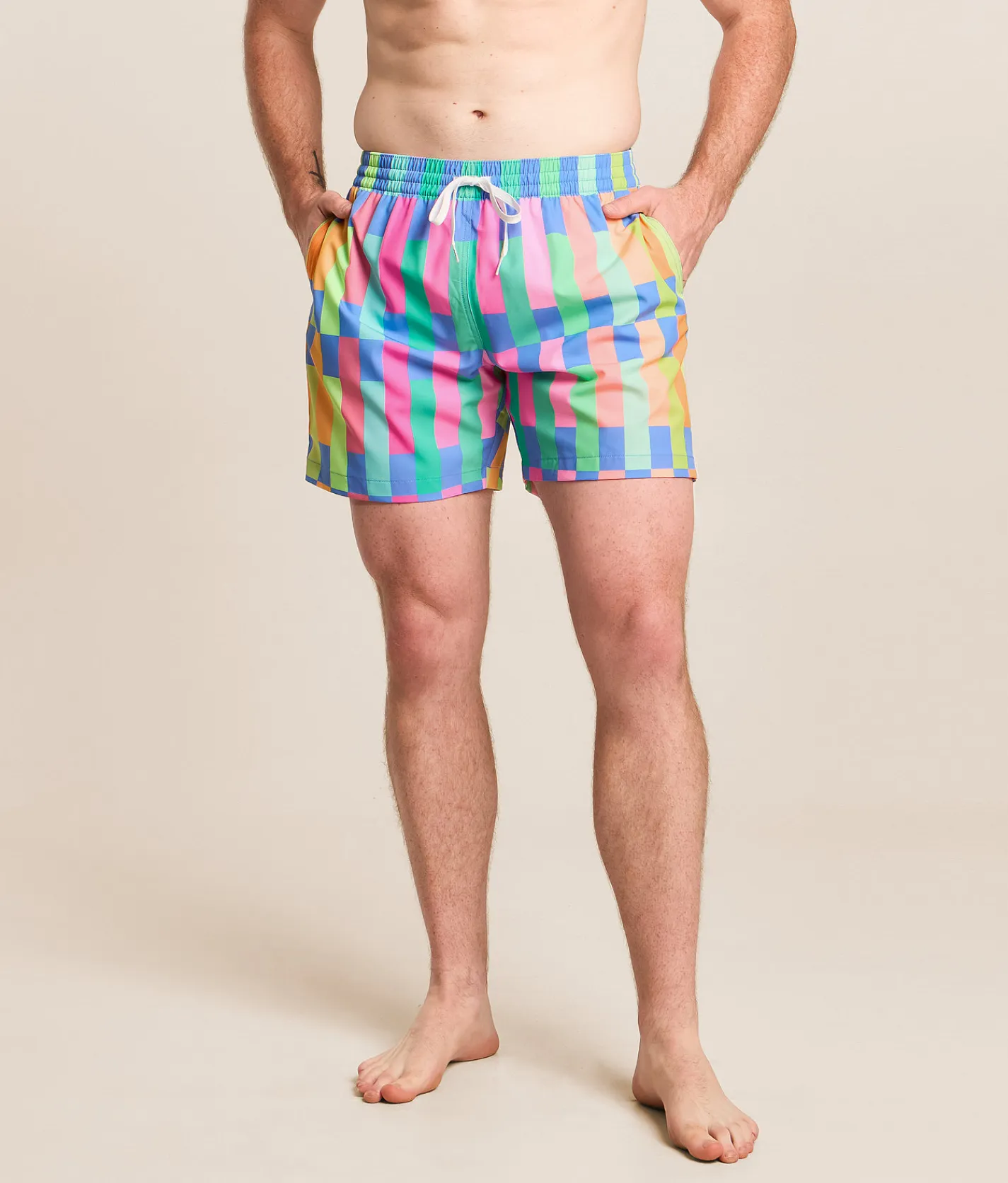 Chubbies The Technicolor Stitches Stretch Swim Trunks Medium Blue New