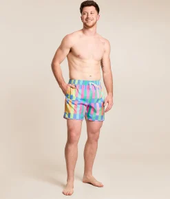 Chubbies The Technicolor Stitches Stretch Swim Trunks Medium Blue New