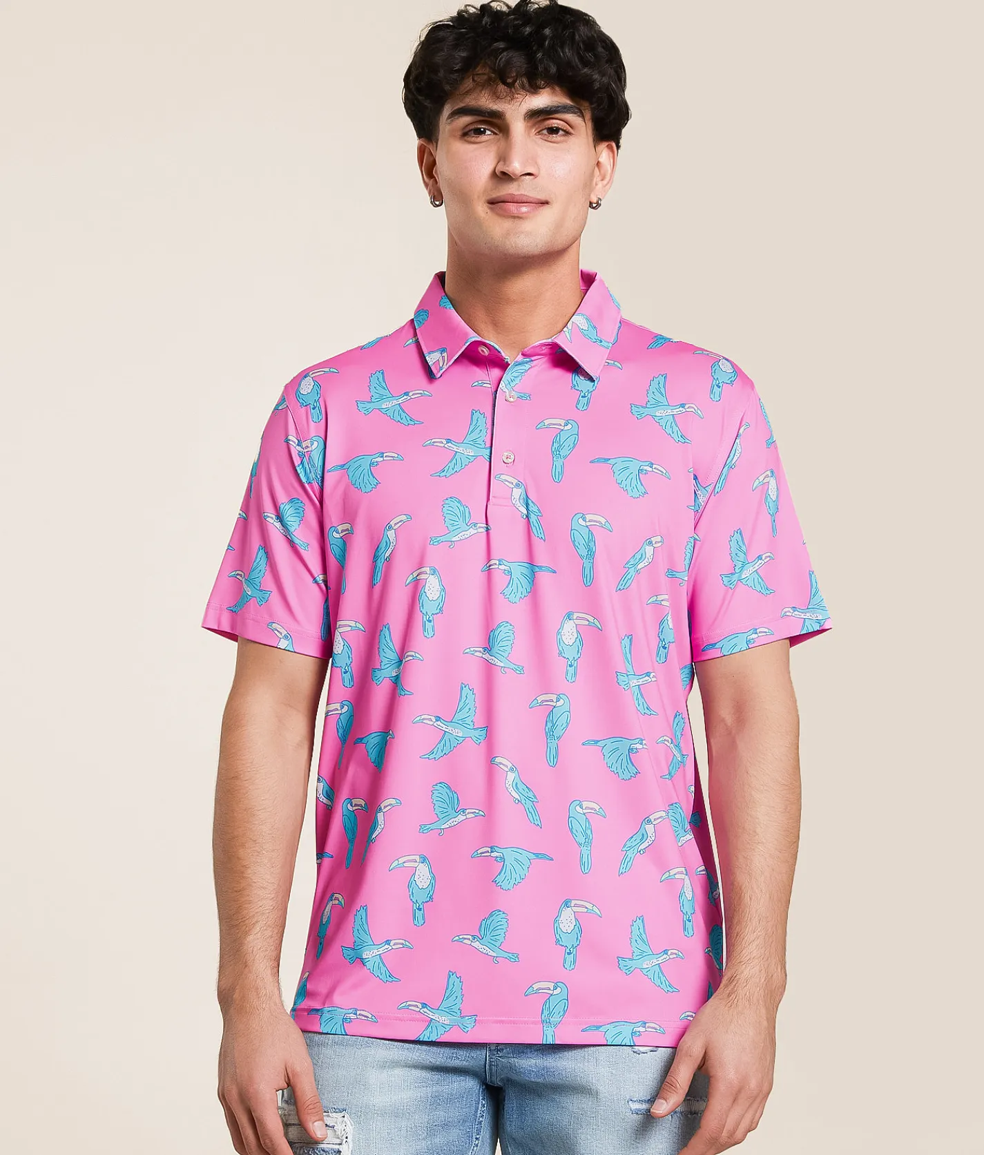 Tops | Chubbies The Toucan Do It Performance Polo Bright Pink