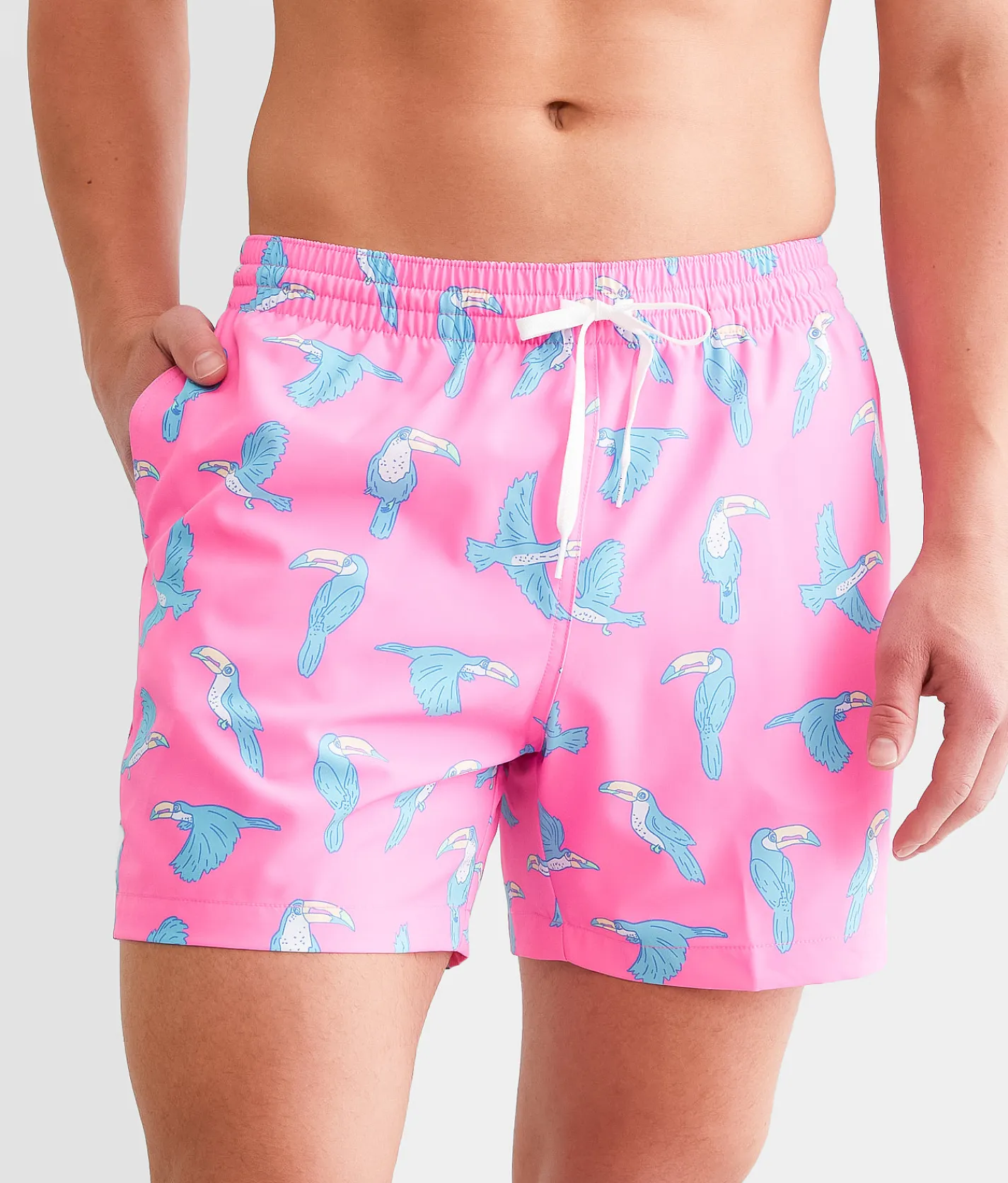 Bottoms|Swimwear | Chubbies The Toucan Do It Stretch Swim Trunks Bright Pink