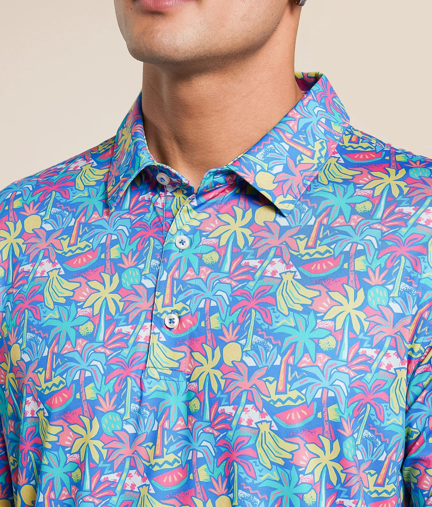 Tops | Chubbies The Tropical Bunch Performance Polo Bright Blue
