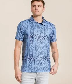 Tops|Activewear | Hooey The Weekender Cowboy Golf Performance Polo Blue Aztec