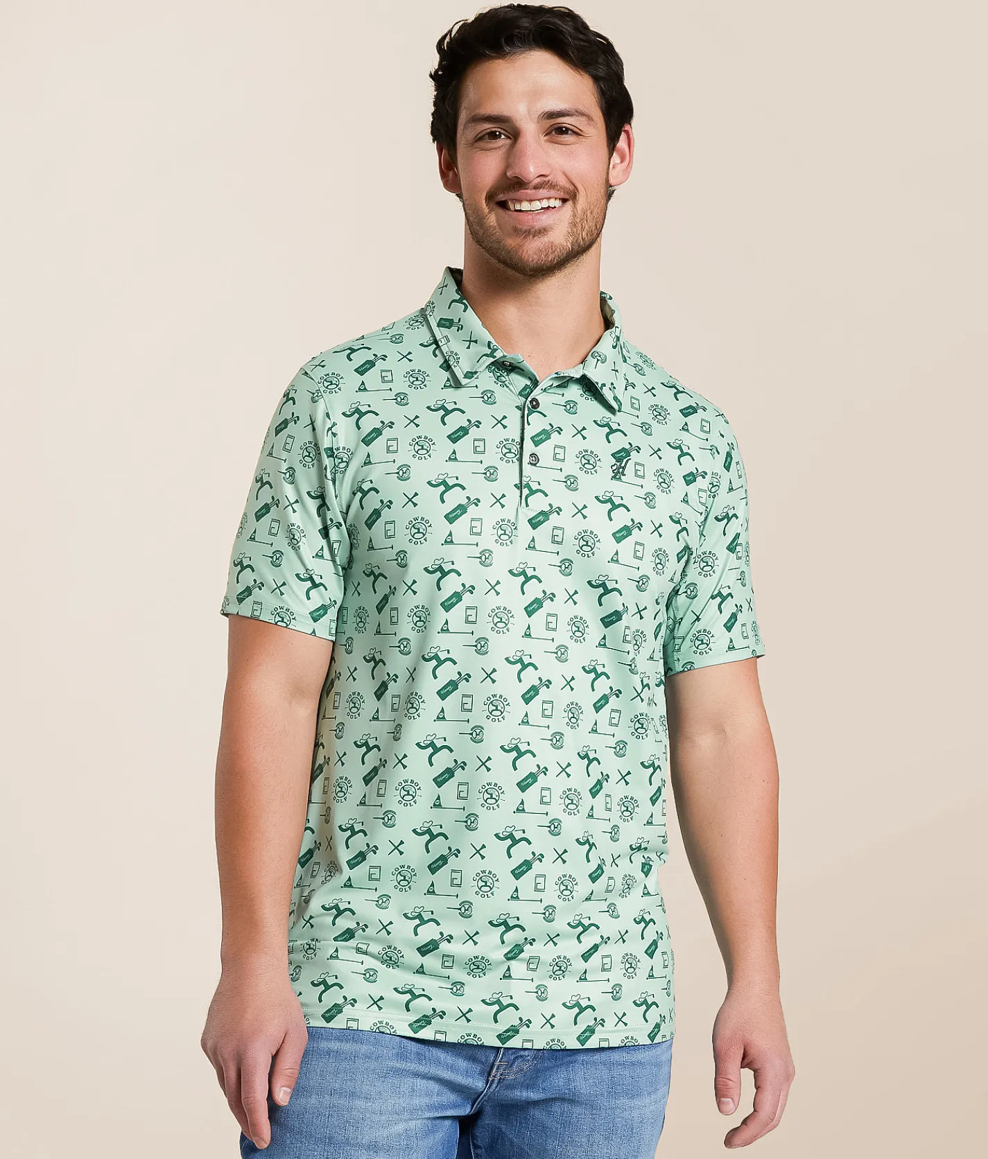 Hooey The Weekender Cowboy Golf Performance Polo Aqua Green Cowboy Golf Best