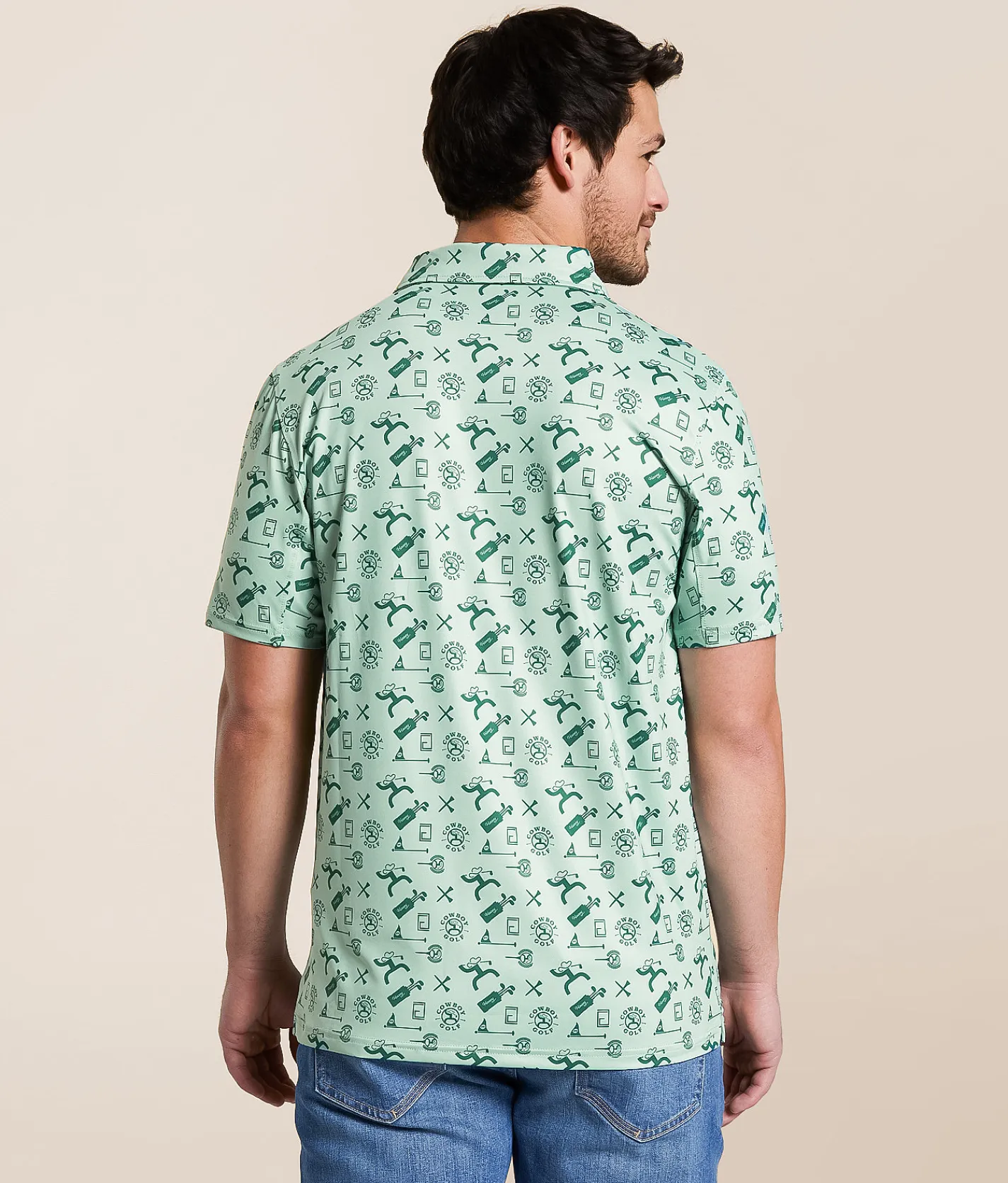 Hooey The Weekender Cowboy Golf Performance Polo Aqua Green Cowboy Golf Best