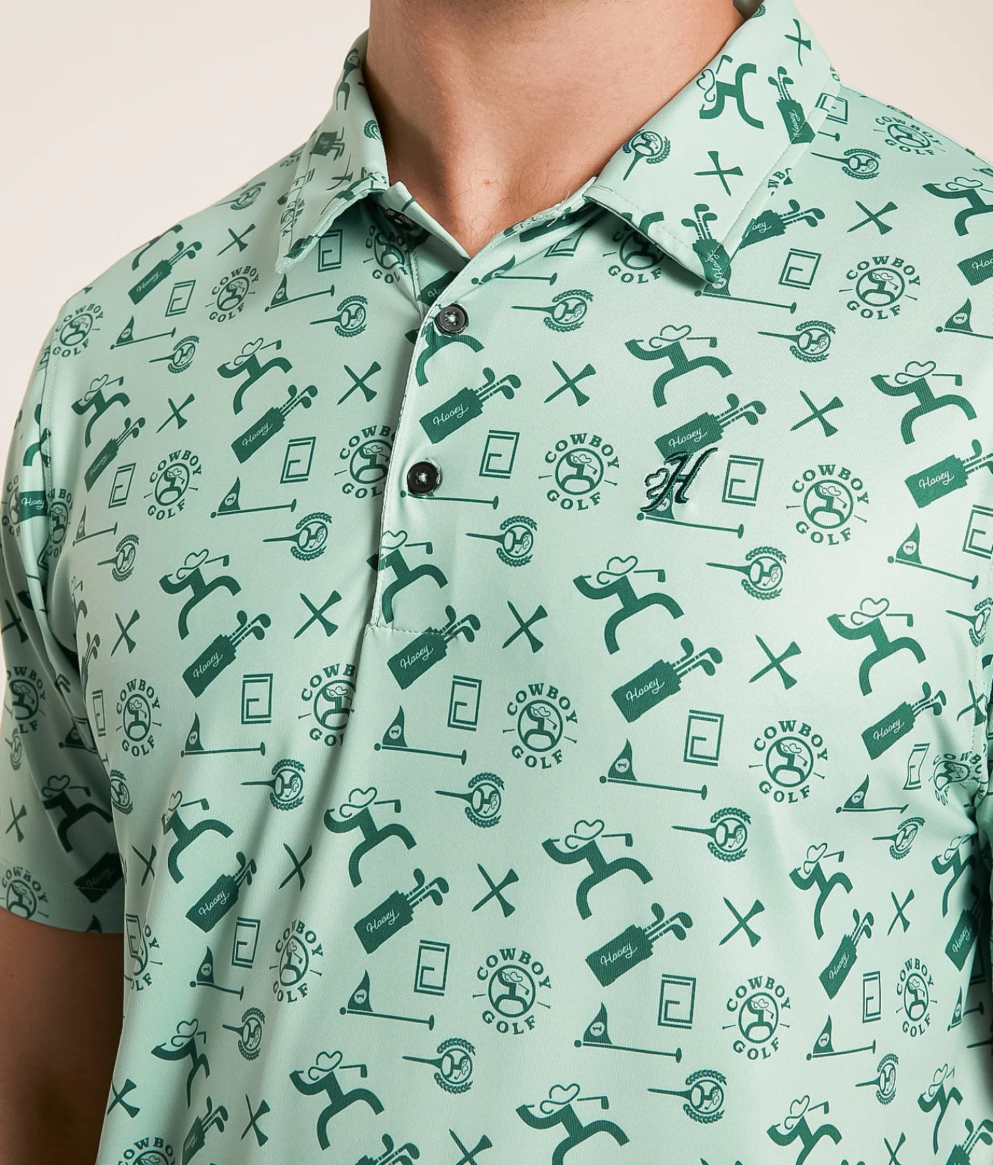 Hooey The Weekender Cowboy Golf Performance Polo Aqua Green Cowboy Golf Best